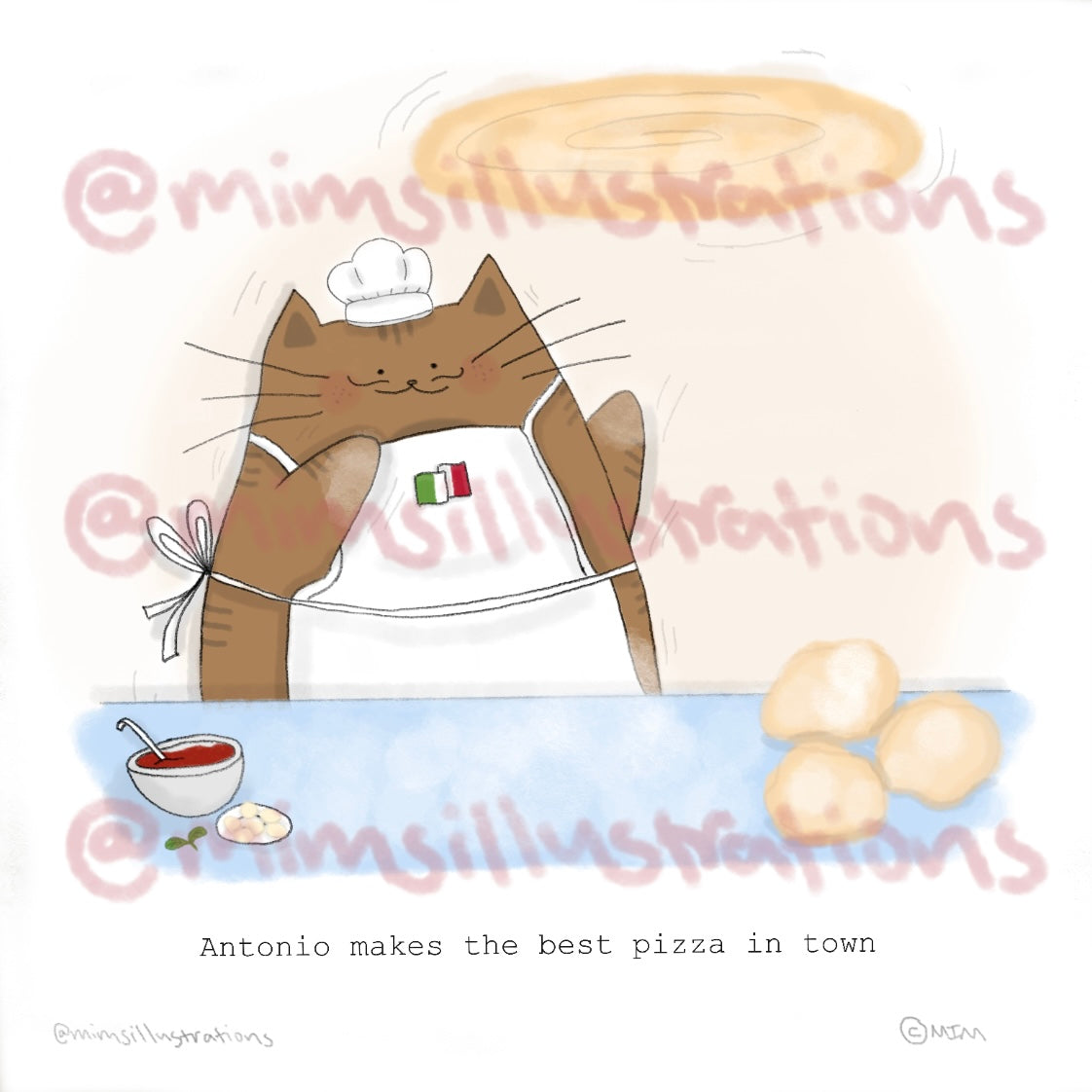Chef Antonio Spins Pizza Dough π(Digital Print)