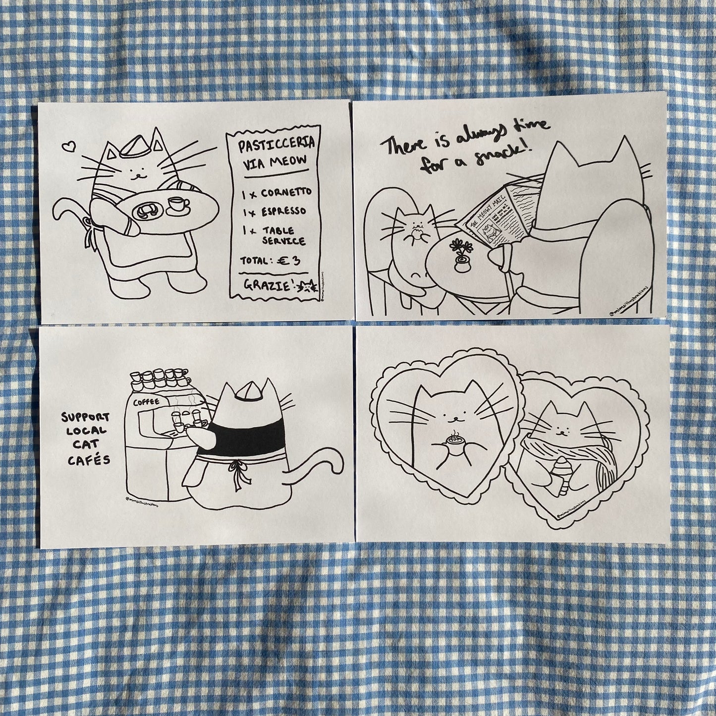 Cat Café Colour-It-Yourself Postcard Set (A6)
